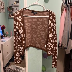 Brown & White Floral Sweater